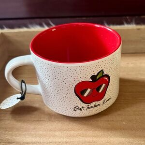 Boston Warehouse Best Teacher Ever Ceramic Coffee Mug Red Interior